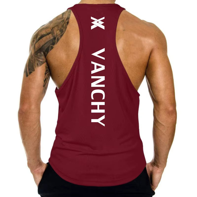 Men'S Running Training Muscle Tank Top European and American Waistcoat Sleeveless Top Quick Drying Tank Top