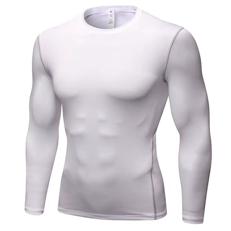 Wholesale Men'S Long Sleeve Fitness Thermal Gym Sport Compression T-Shirt Solid Pattern Sports Underwear for Weight Loss