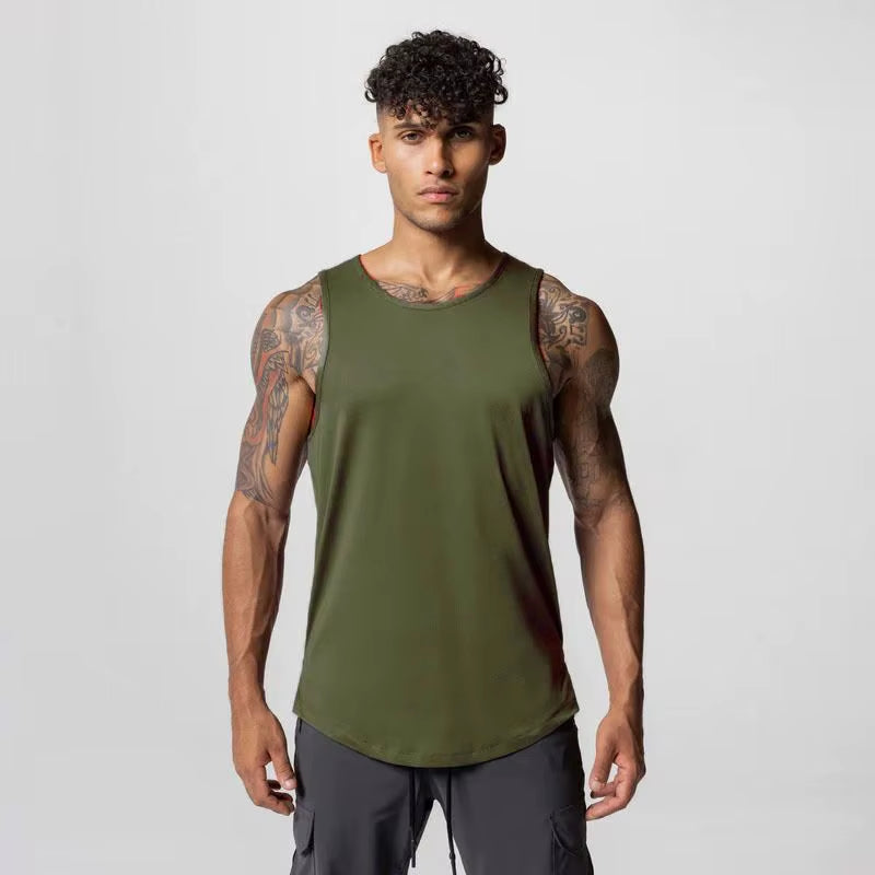 Wholesale Custom Logo High Quality Fashion Men Running Workout Mesh Vest Gym Tank Top Men Outdoor Fitness Tank Tops