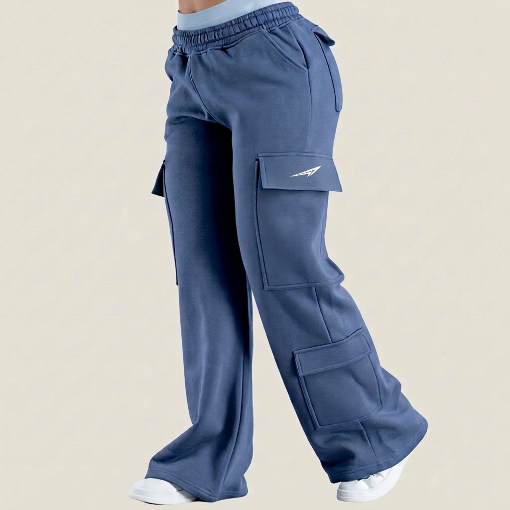 Women's Wide Leg Cargo Pants - Cotton Athletic Joggers