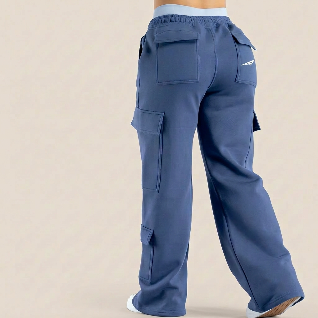 Women's Wide Leg Cargo Pants - Cotton Athletic Joggers