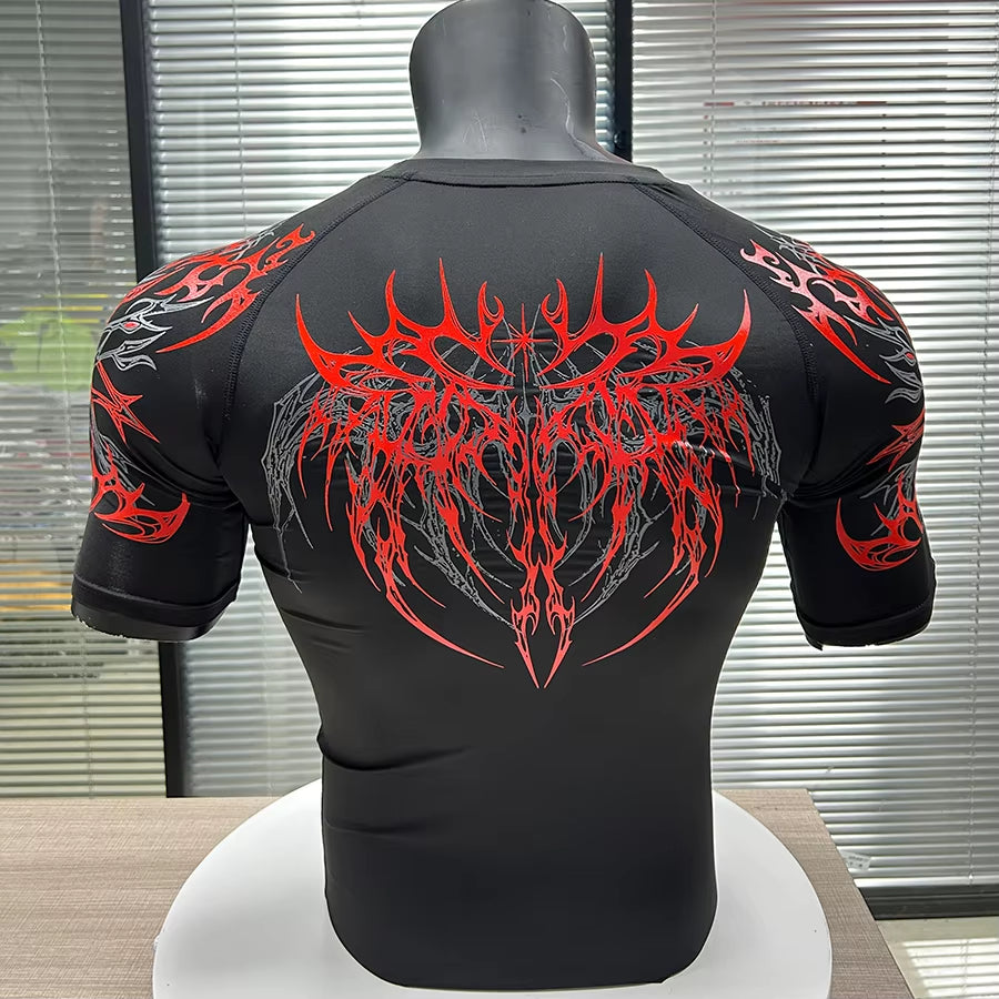 Custom Quick Dry Compression Shirt for Men Silicone Screen Printing Lightweight Moisture Wicking Running Gym Fitness Wear