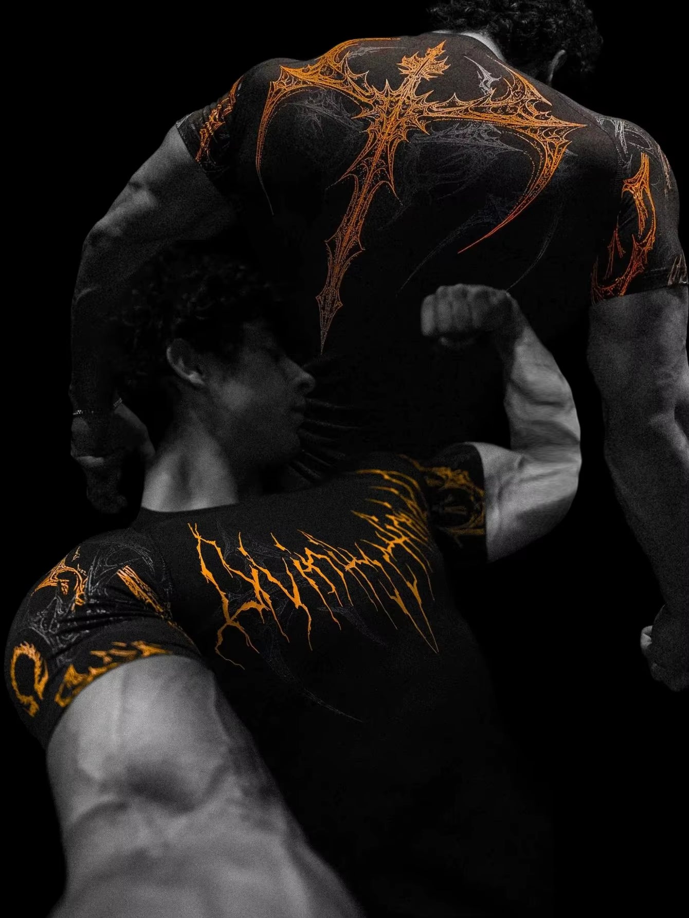 Men'S Compression Gothic Print Sports Top Stylish Quick-Dry Fitted Short Sleeve Gym T-Shirt for Running and Fitness Running