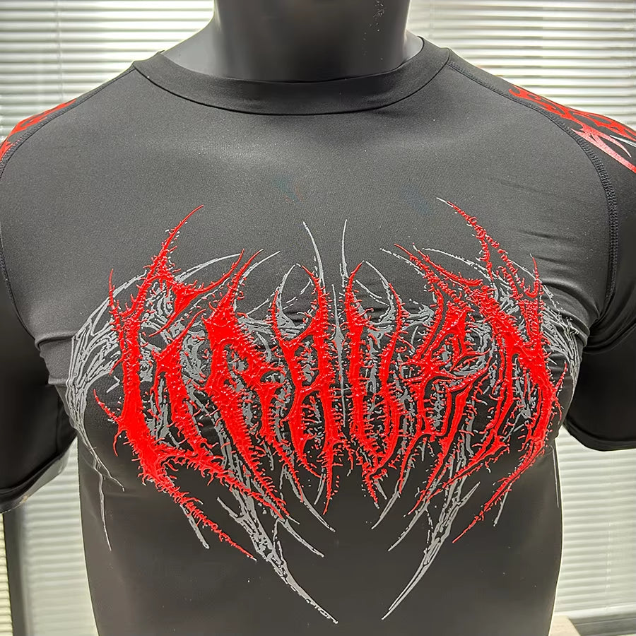 Custom Quick Dry Compression Shirt for Men Silicone Screen Printing Lightweight Moisture Wicking Running Gym Fitness Wear