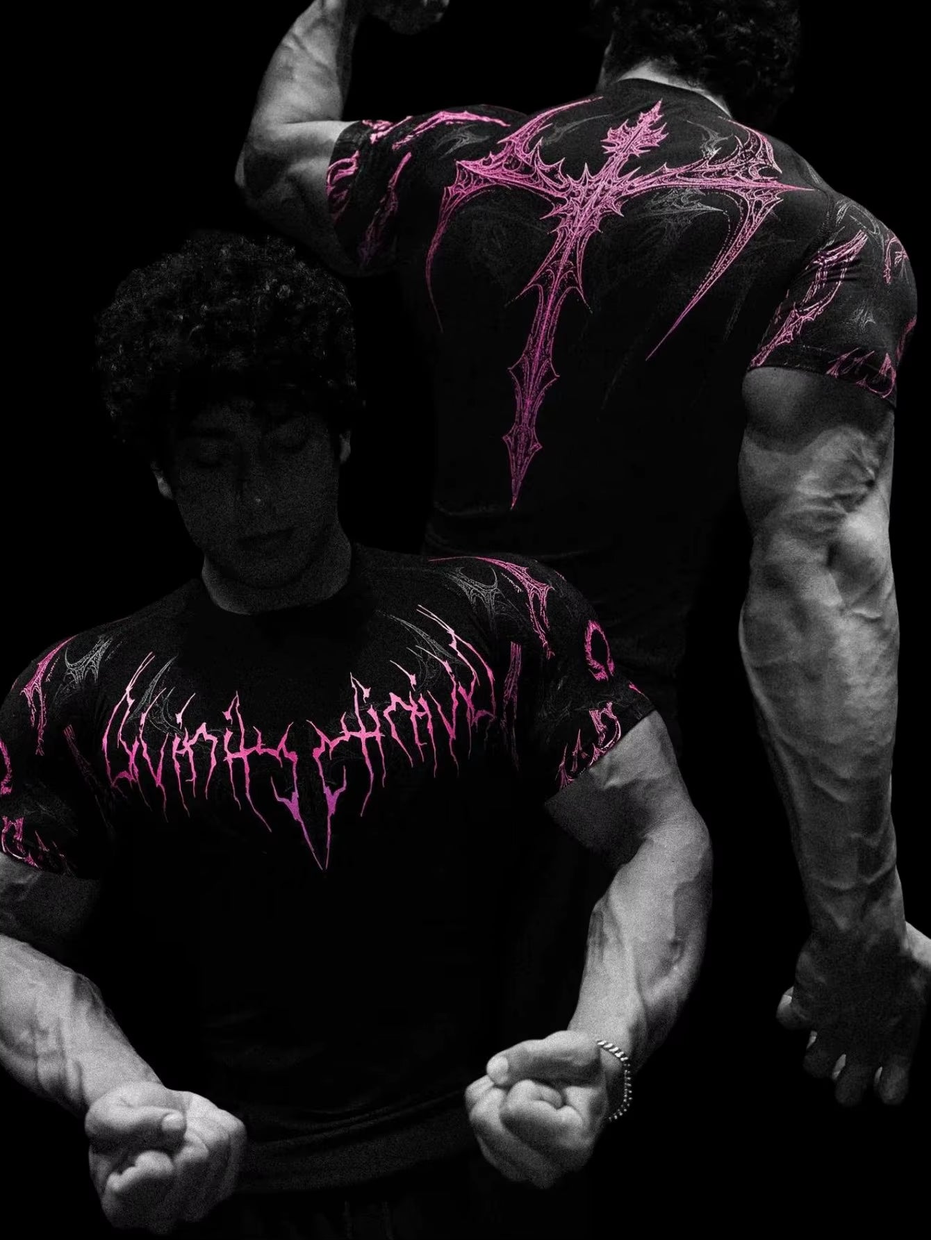 Men'S Compression Gothic Print Sports Top Stylish Quick-Dry Fitted Short Sleeve Gym T-Shirt for Running and Fitness Running