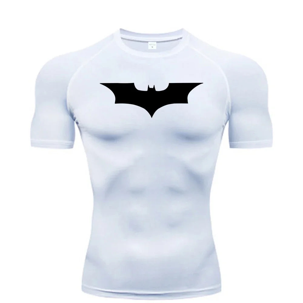 Elevate Your Workout with the GJZ-1024188 Men's Bat-Printed Compression T-Shirt - Perfect for Summer Gym and Casual Wear!