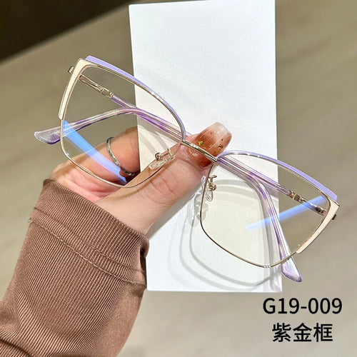 2025 New Punk Cat Eye Square Frame Acetate Legs Fashion Women Versatile anti Blue Light Photochromic Glasses Face Slimming