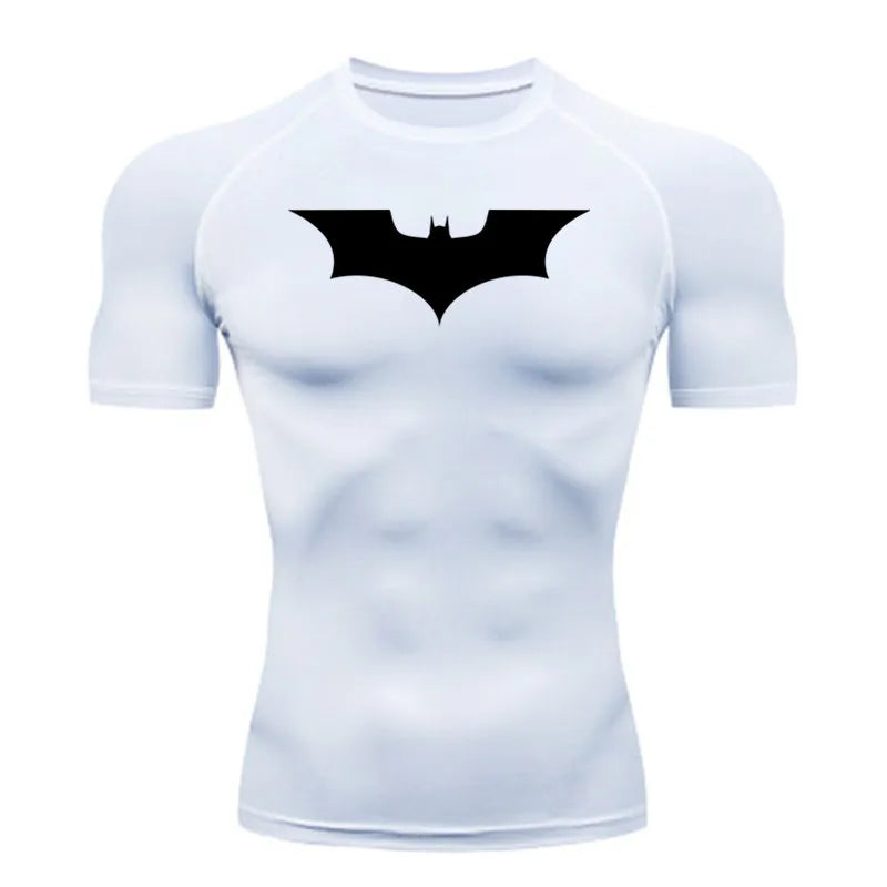 Elevate Your Workout with the GJZ-1024188 Men's Bat-Printed Compression T-Shirt - Perfect for Summer Gym and Casual Wear!