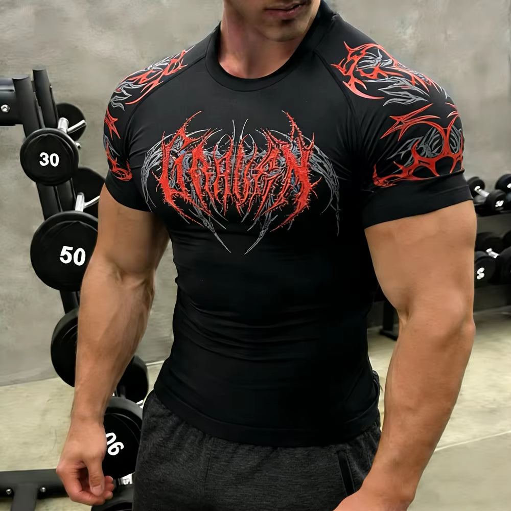 Custom Quick Dry Compression Shirt for Men Silicone Screen Printing Lightweight Moisture Wicking Running Gym Fitness Wear