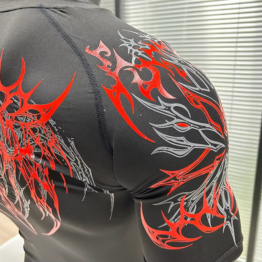 Custom Quick Dry Compression Shirt for Men Silicone Screen Printing Lightweight Moisture Wicking Running Gym Fitness Wear