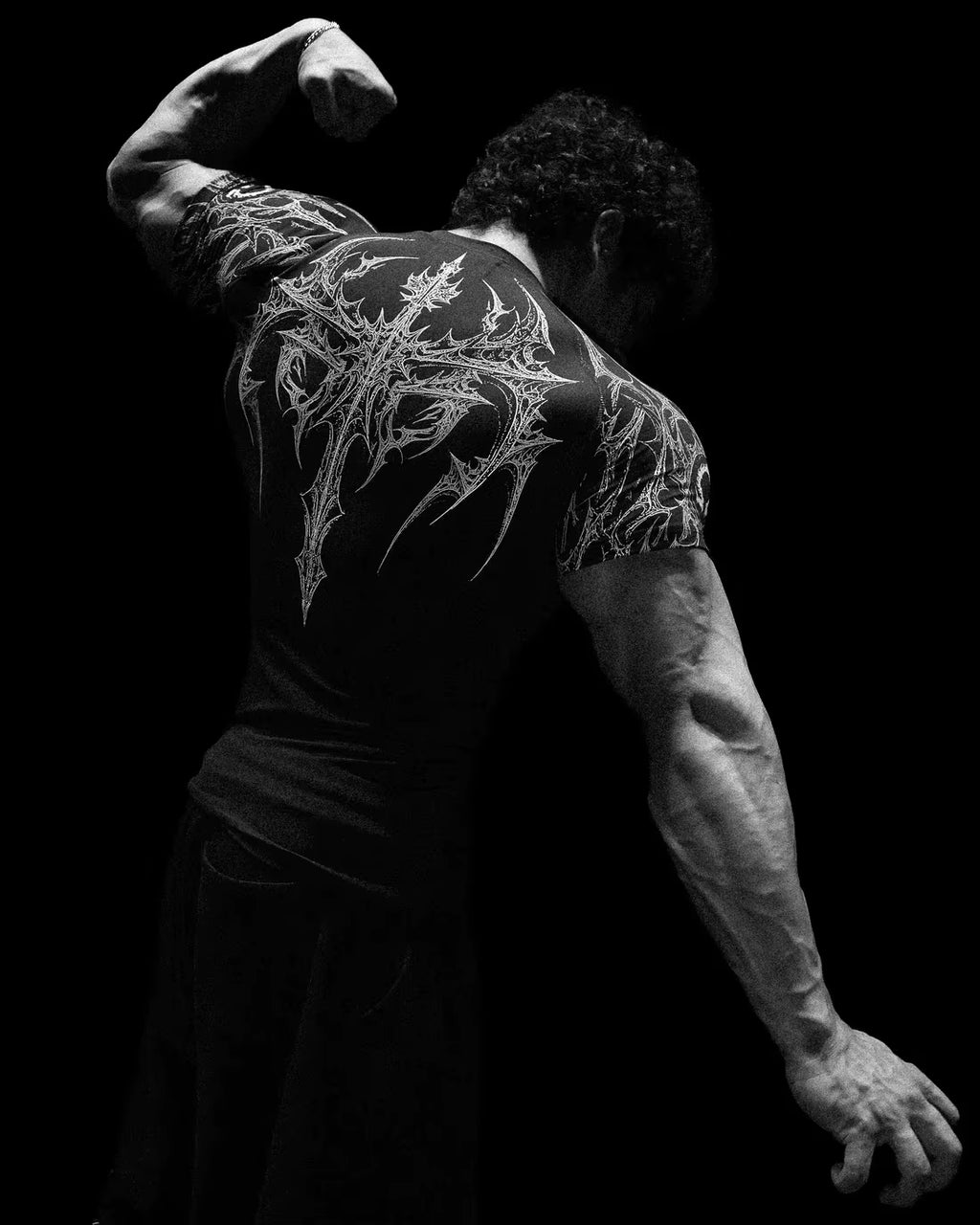 Men'S Compression Gothic Print Sports Top Stylish Quick-Dry Fitted Short Sleeve Gym T-Shirt for Running and Fitness Running