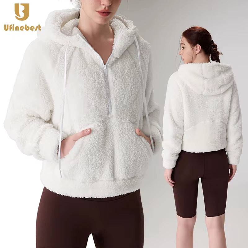 Winter New Women'S Clothes Zip up Hoodies Fleece Warm Jacket Casual Fall Winter Sweatshirts Drawstring Hoodies Teen Girls