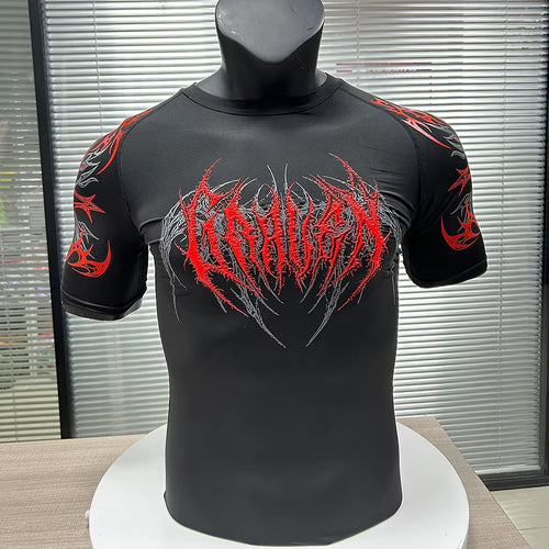 Custom Quick Dry Compression Shirt for Men Silicone Screen Printing Lightweight Moisture Wicking Running Gym Fitness Wear